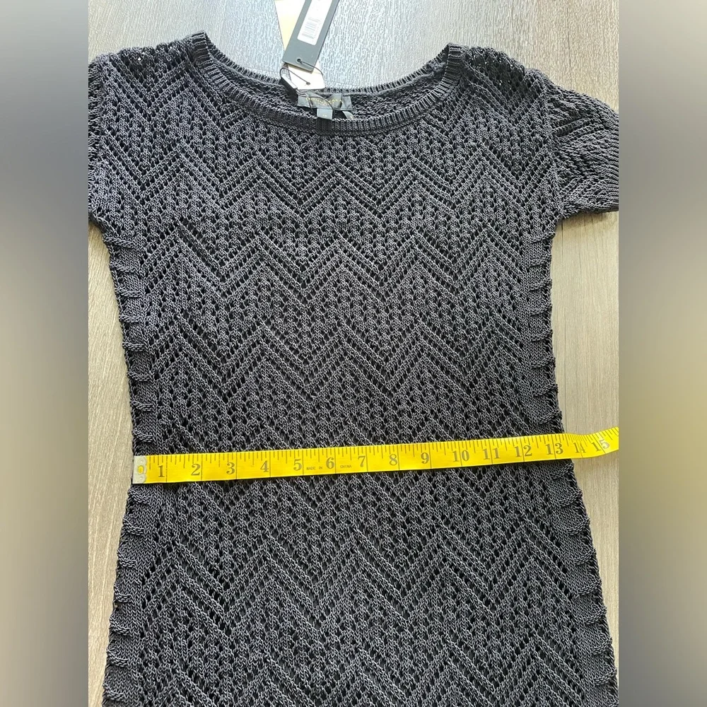 NWT DONNA KARAN Crochet Overlay Shift Dress Womens XS Black Geometric Lined $325